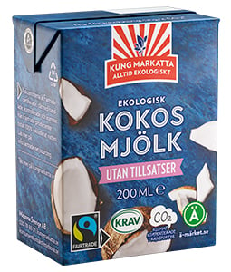 Kung Markattas kokosmjölk i nya tetra-förpackningen